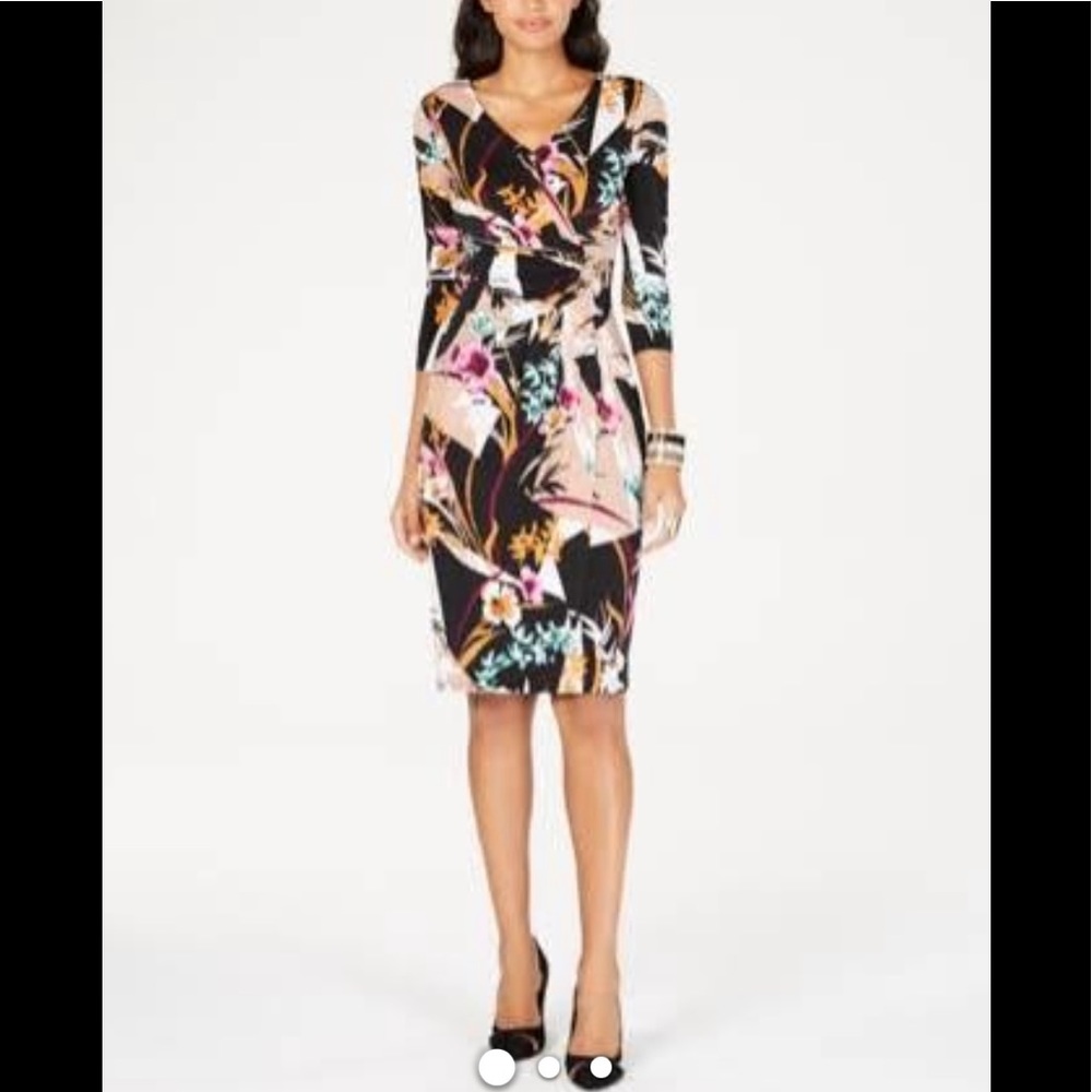 Floral Dress w/Gold Accent Clasp